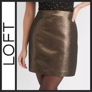 NWT LOFT Metallic Gold Mini Skirt